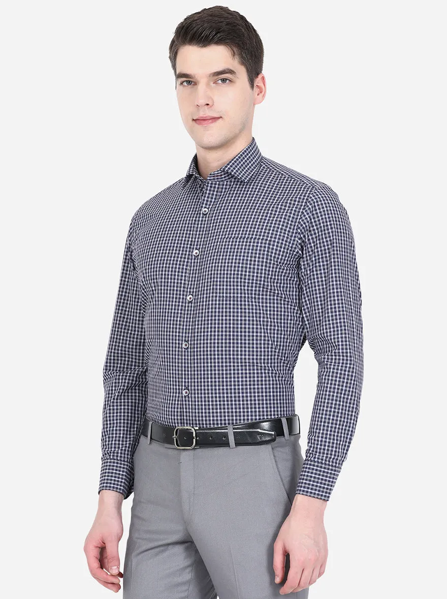 Brown & Blue Checked Slim Fit Formal Shirt | Greenfibre