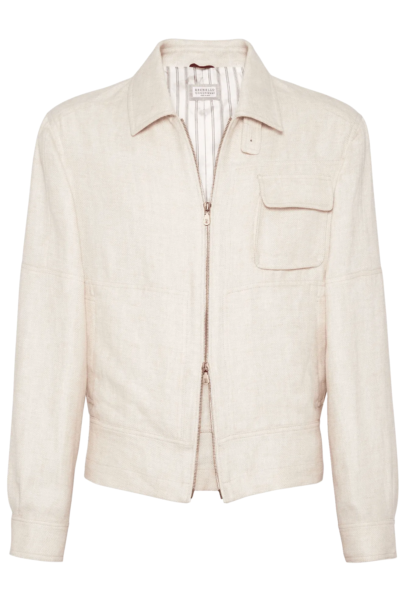 Brunello Cucinelli Men's Linen, Wool and Silk-Blend Twill Harrington Jacket