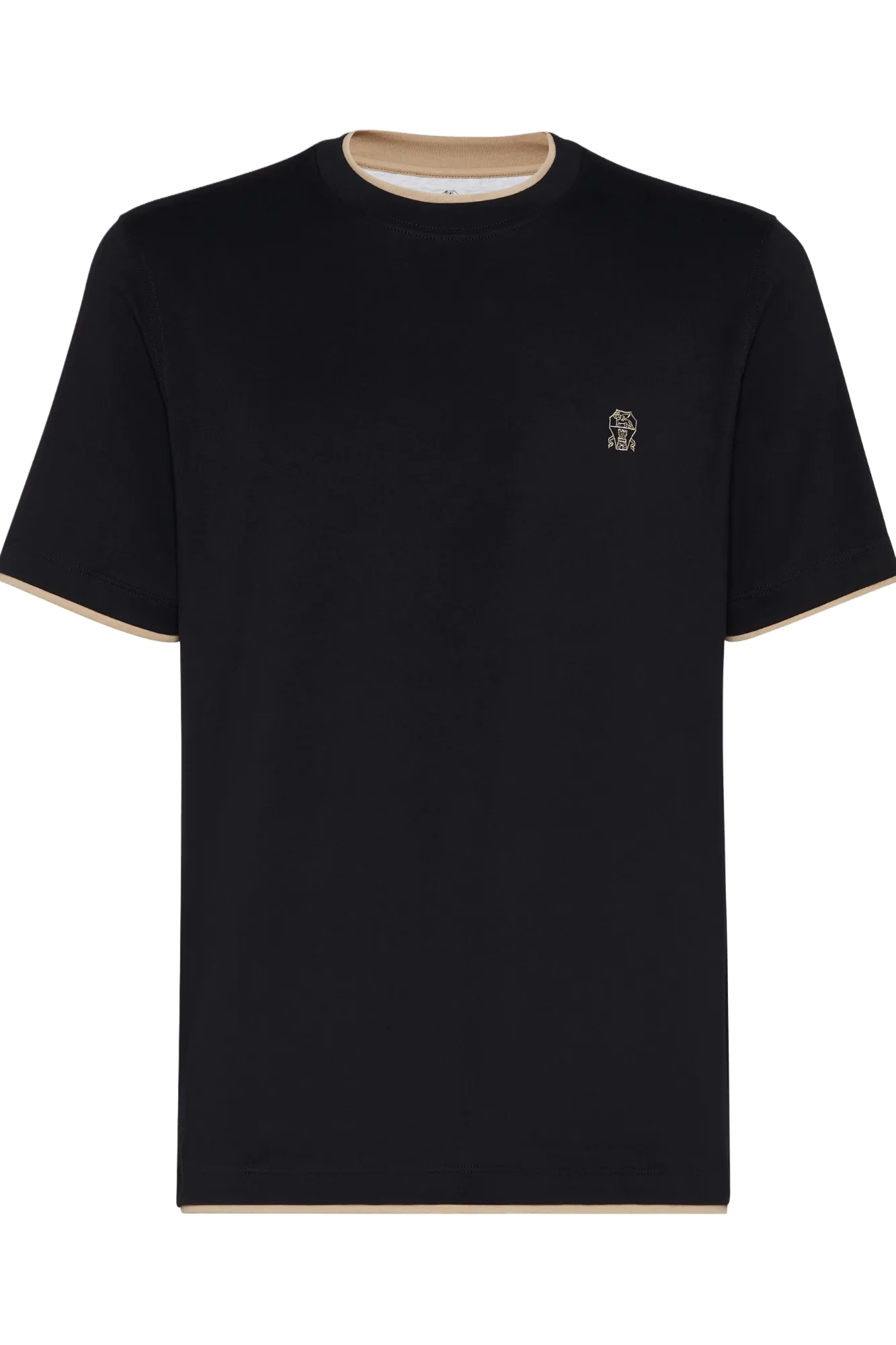 Brunello Cucinelli Men's Short-sleeved T-shirt With Logo and Faux-layering