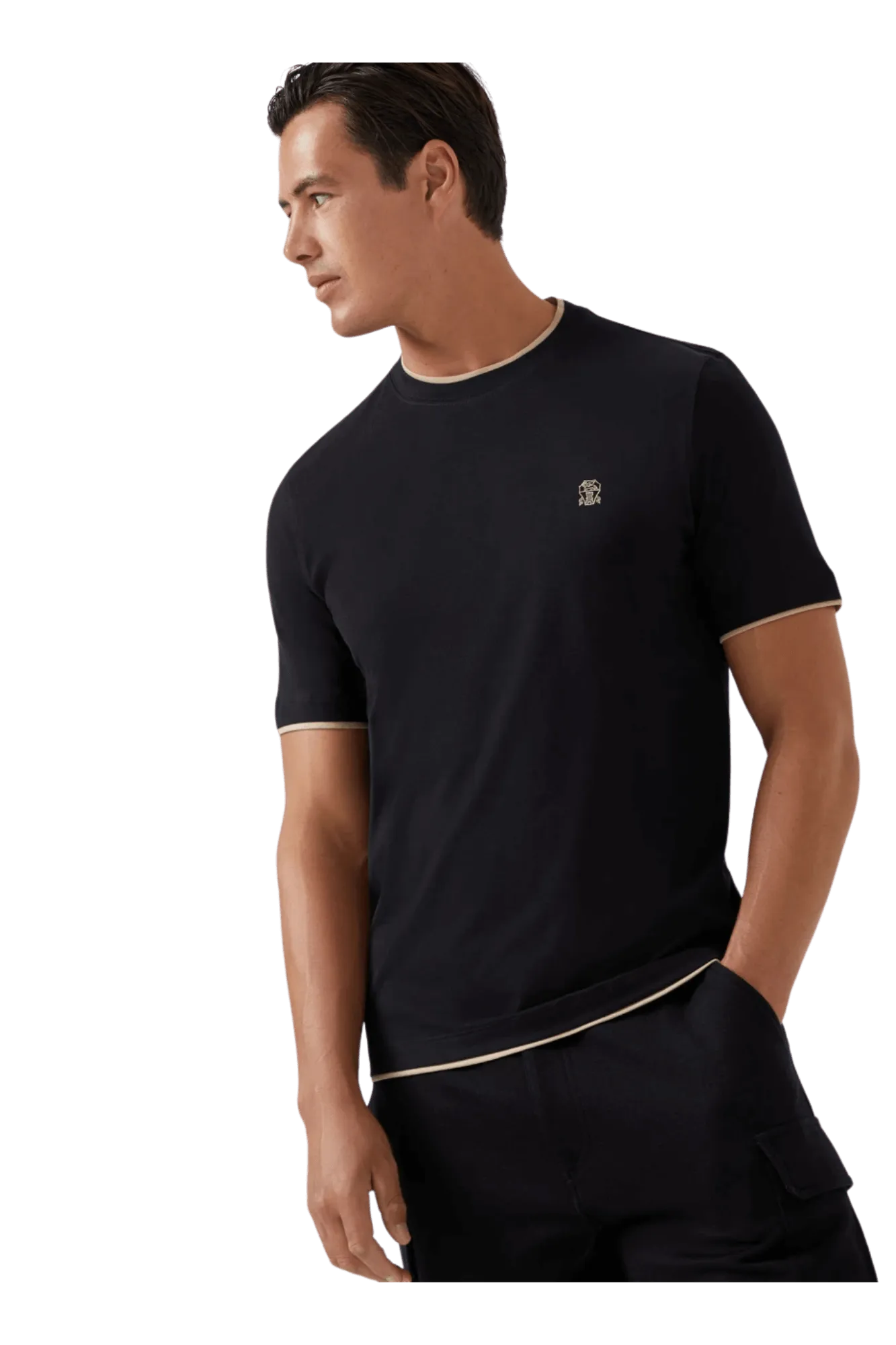 Brunello Cucinelli Men's Short-sleeved T-shirt With Logo and Faux-layering