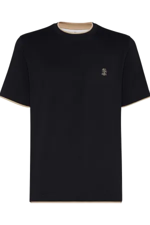 Brunello Cucinelli Men's Short-sleeved T-shirt With Logo and Faux-layering