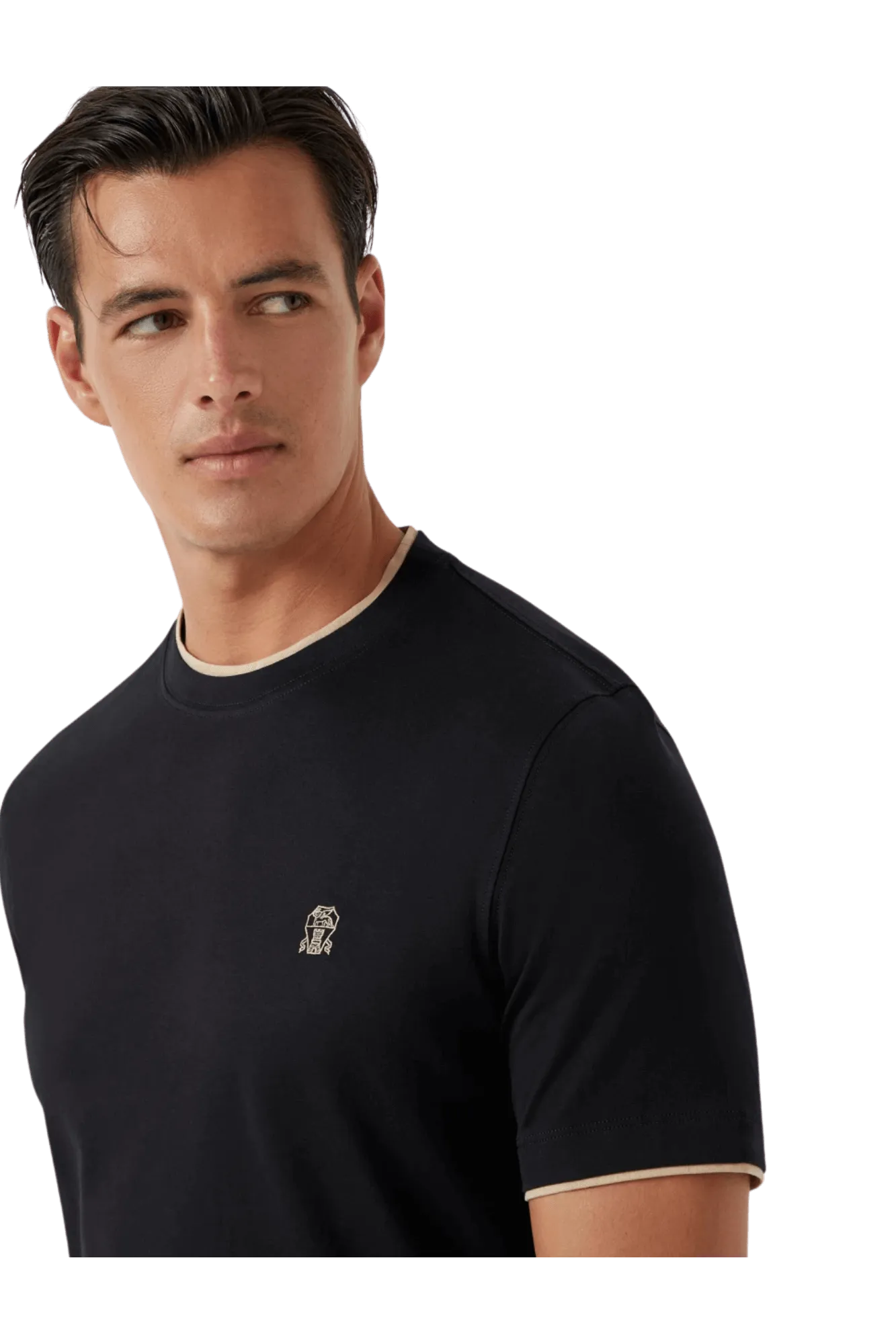 Brunello Cucinelli Men's Short-sleeved T-shirt With Logo and Faux-layering