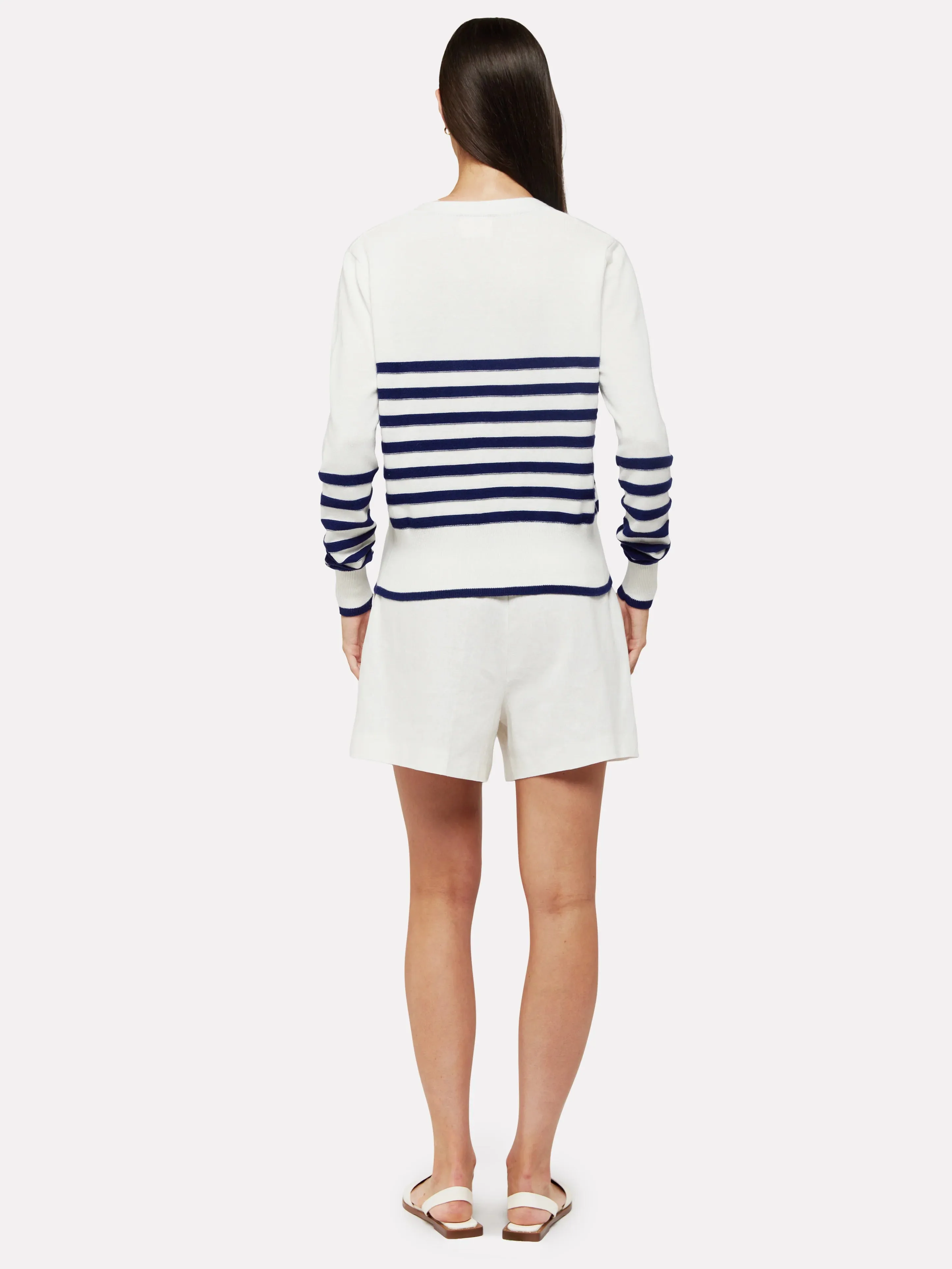 Brynn Breton Stripe Cardigan in Ice Water
