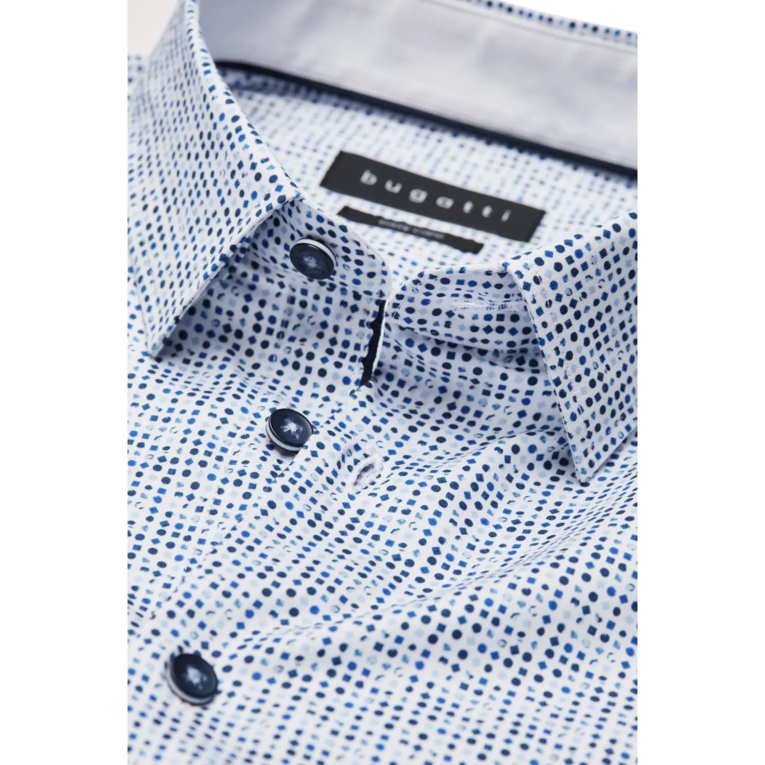 Bugatti Men's Blue Geo Dot Pattern Long-Sleeve Shirt