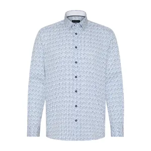 Bugatti Men's Blue Geo Dot Pattern Long-Sleeve Shirt