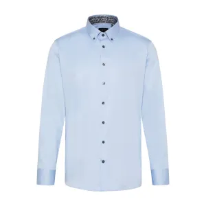 Bugatti Men's Light Blue Polka Dot Long-Sleeve Shirt