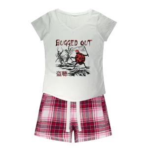 Bugged Out Lady Bug Girls Sleepy Tee and Flannel Short
