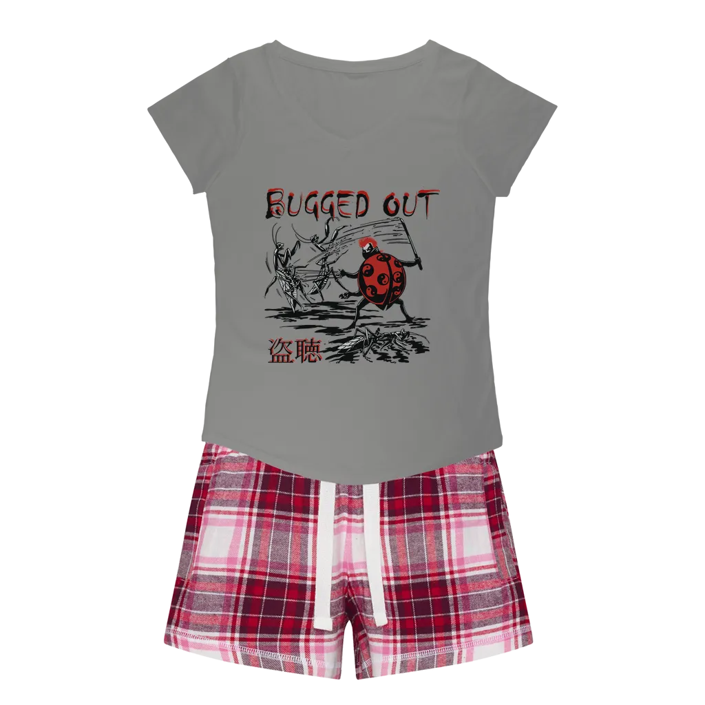 Bugged Out Lady Bug Girls Sleepy Tee and Flannel Short
