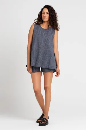 Burns Twisted Strap Top Navy Stripe
