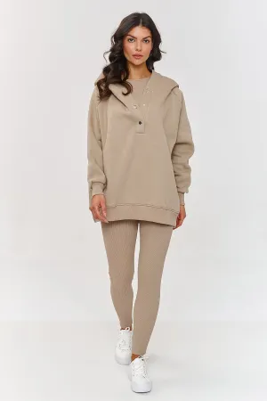 Buttoned Collar Relaxed Lounge Set