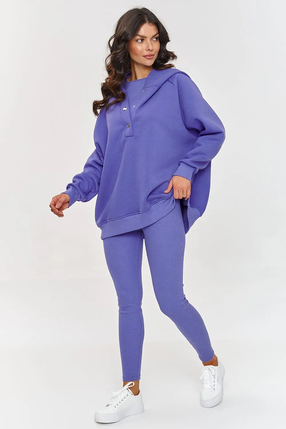 Buttoned Collar Relaxed Lounge Set