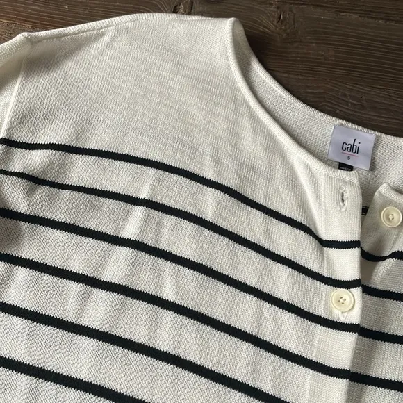CAbi Turnabout nautical striped long cardigan NWOT size S