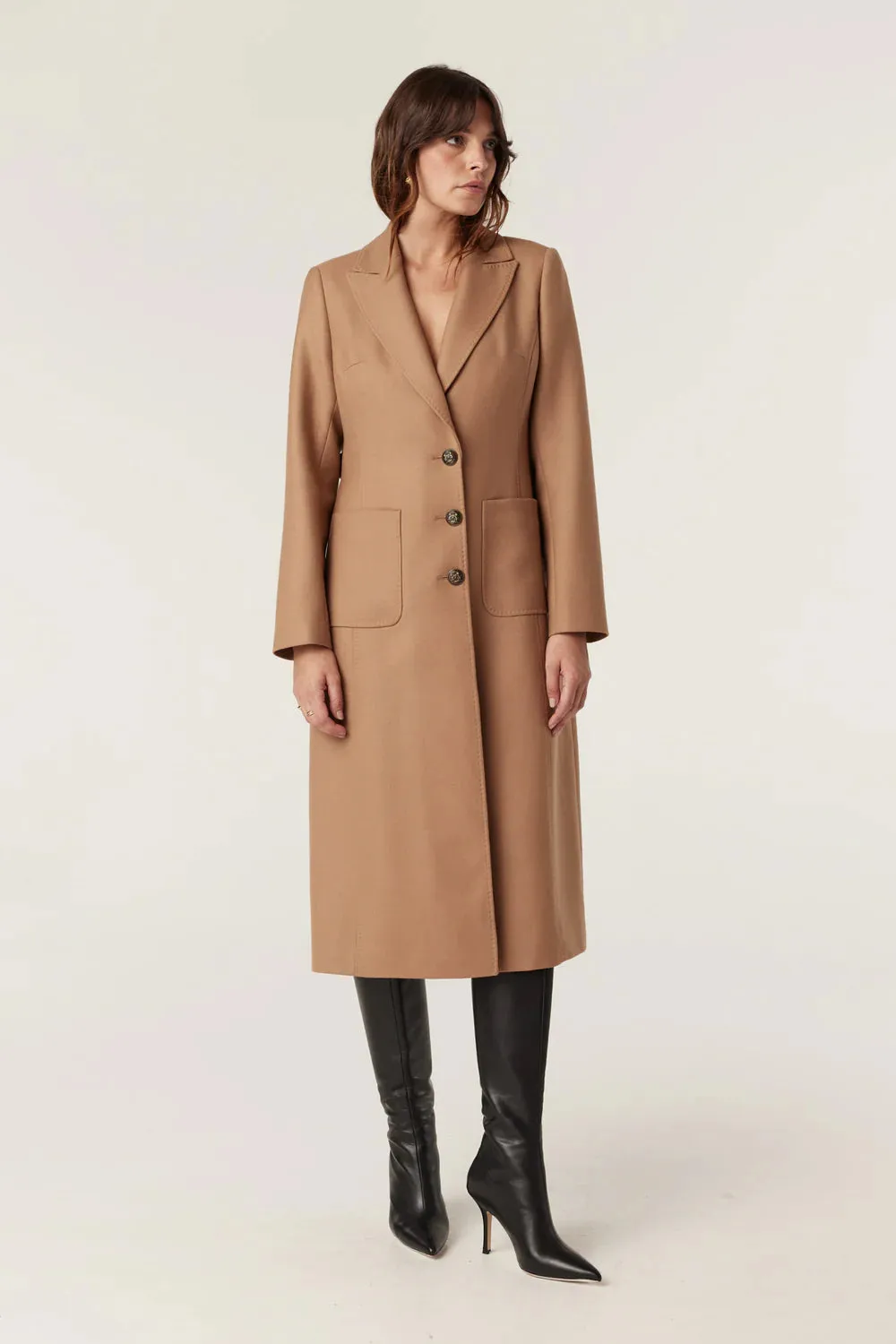 Cable August Wool Coat - Camel
