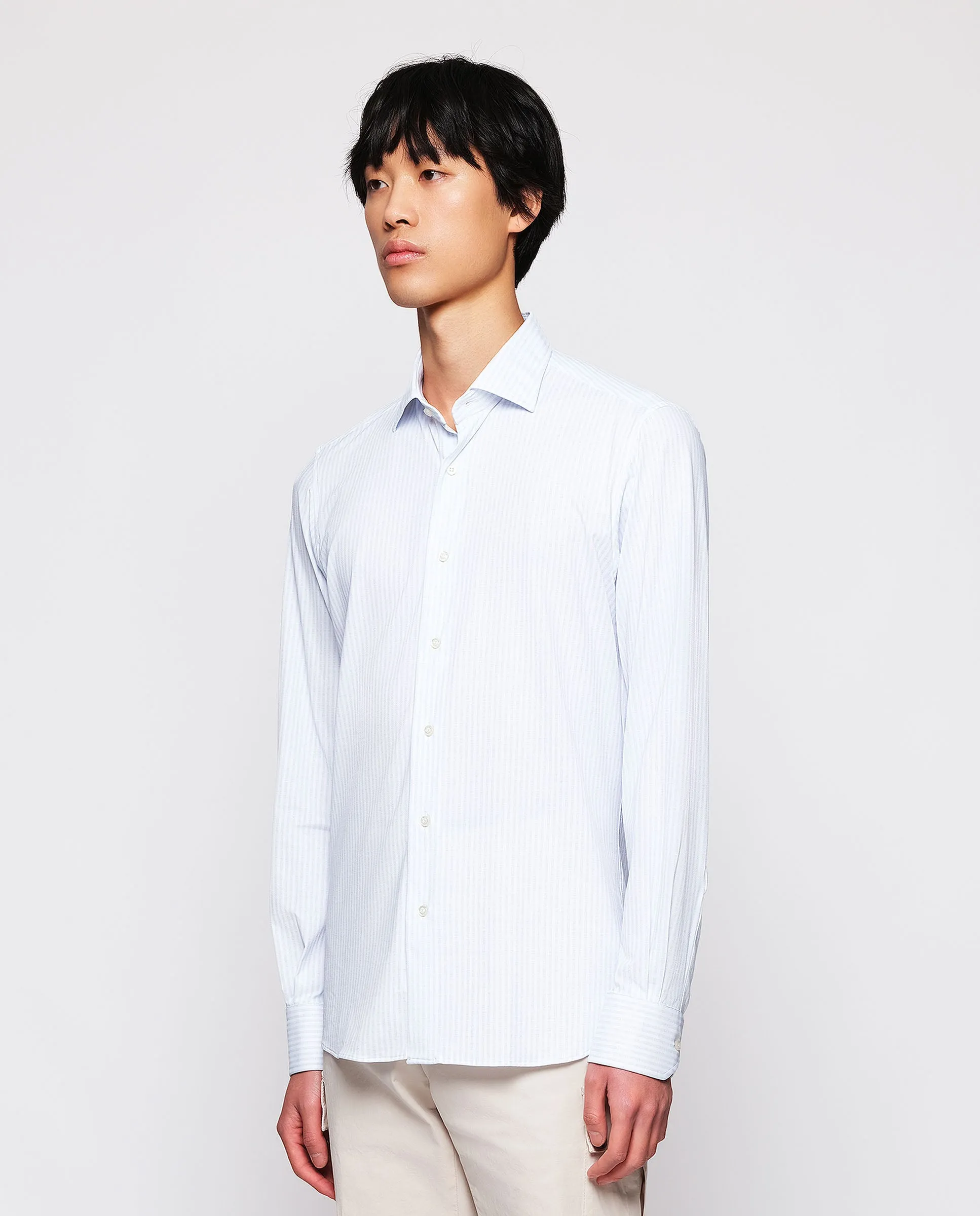 Camisa vestir técnica rayas celestes