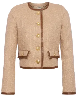 Cappuccino Tweed Zaya Collarless Jacket