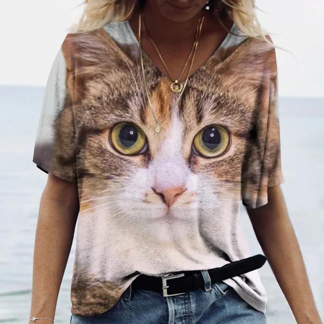 Cat's meow Print Shirt Tee