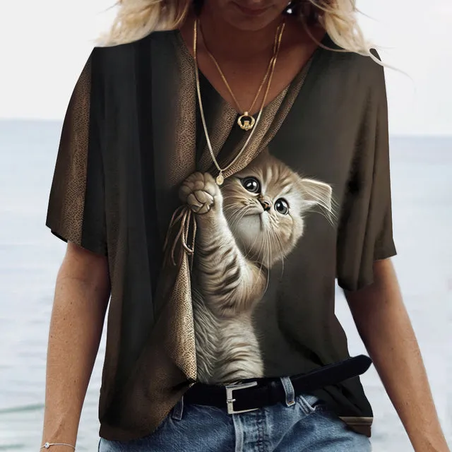 Cat's meow Print Shirt Tee
