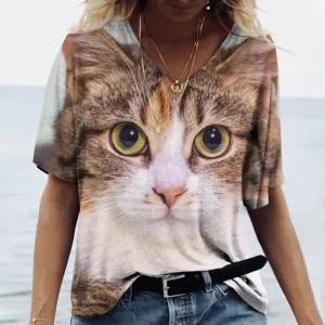 Cat's meow Print Shirt Tee