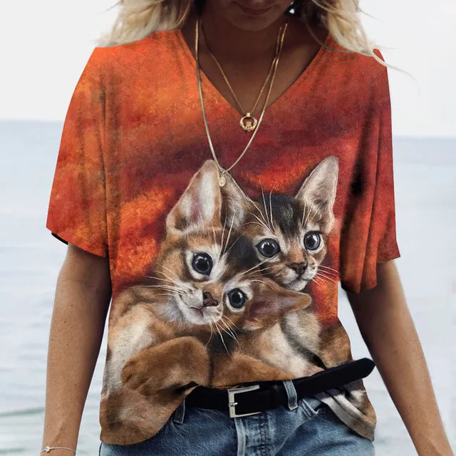 Cat's meow Print Shirt Tee