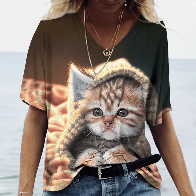 Cat's meow Print Shirt Tee