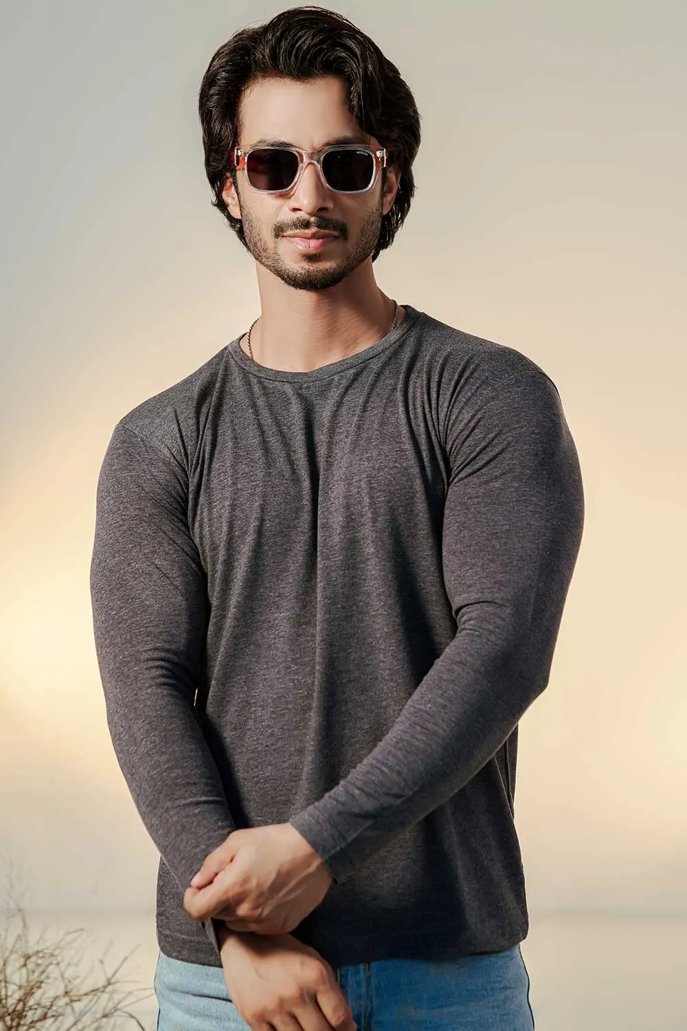 Charcoal Full Sleeves Crew Neck
