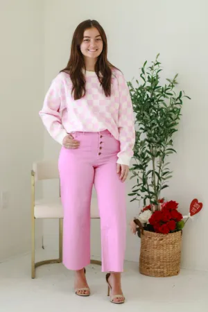 Checking Into It Sweater in Pink