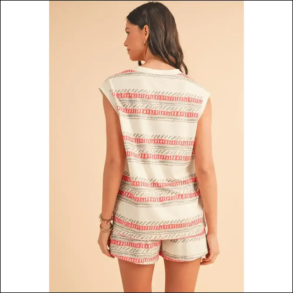 Chic Beige Striped Shorts Set: Basically Pajamas, but  Fashionable 😉