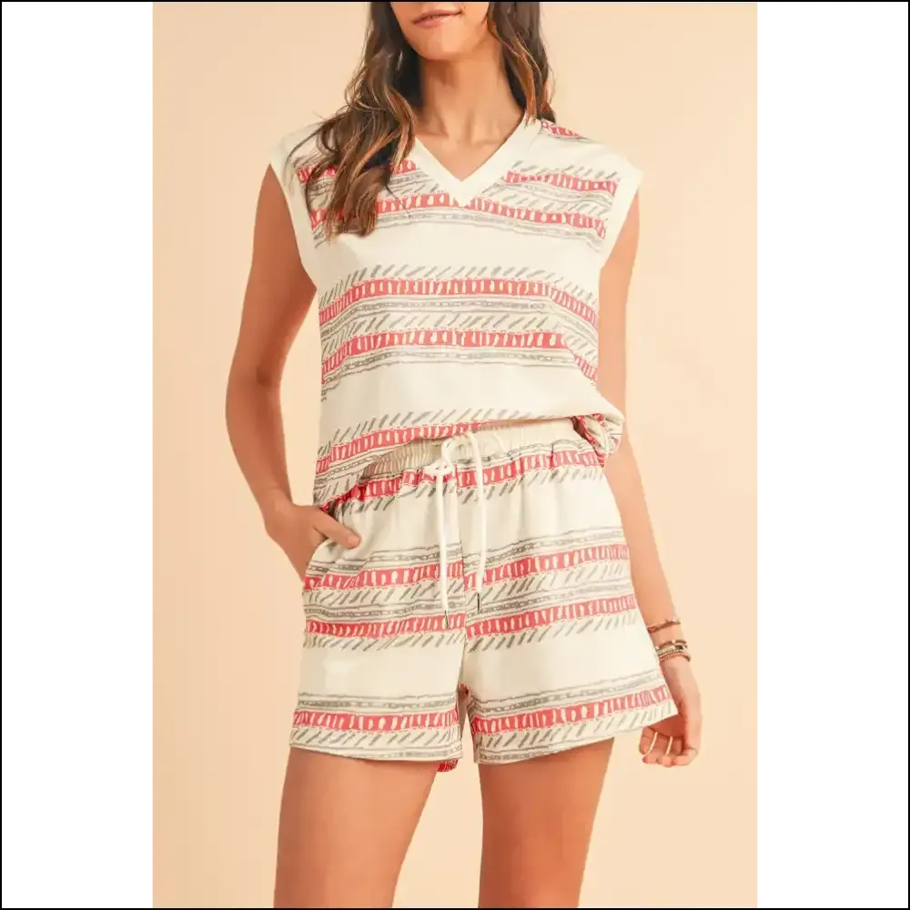 Chic Beige Striped Shorts Set: Basically Pajamas, but  Fashionable 😉