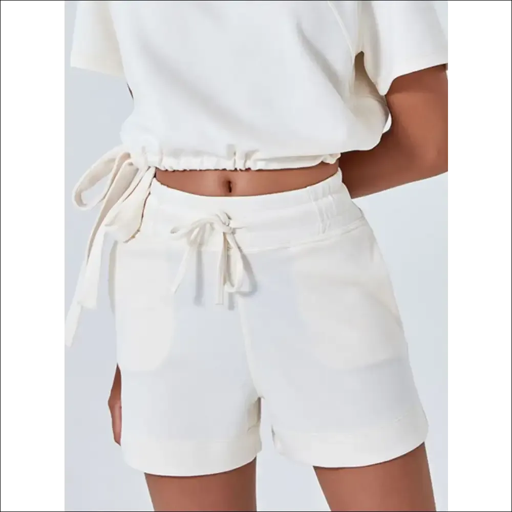 Chic Drawstring Solid Color Shorts with Pockets