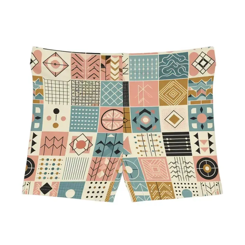 Chic Pastel Geometric Pattern Womens Shorts