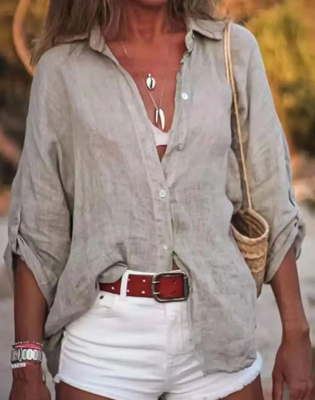 COASTAL BREEZE LINEN BUTTON-UP SHIRT