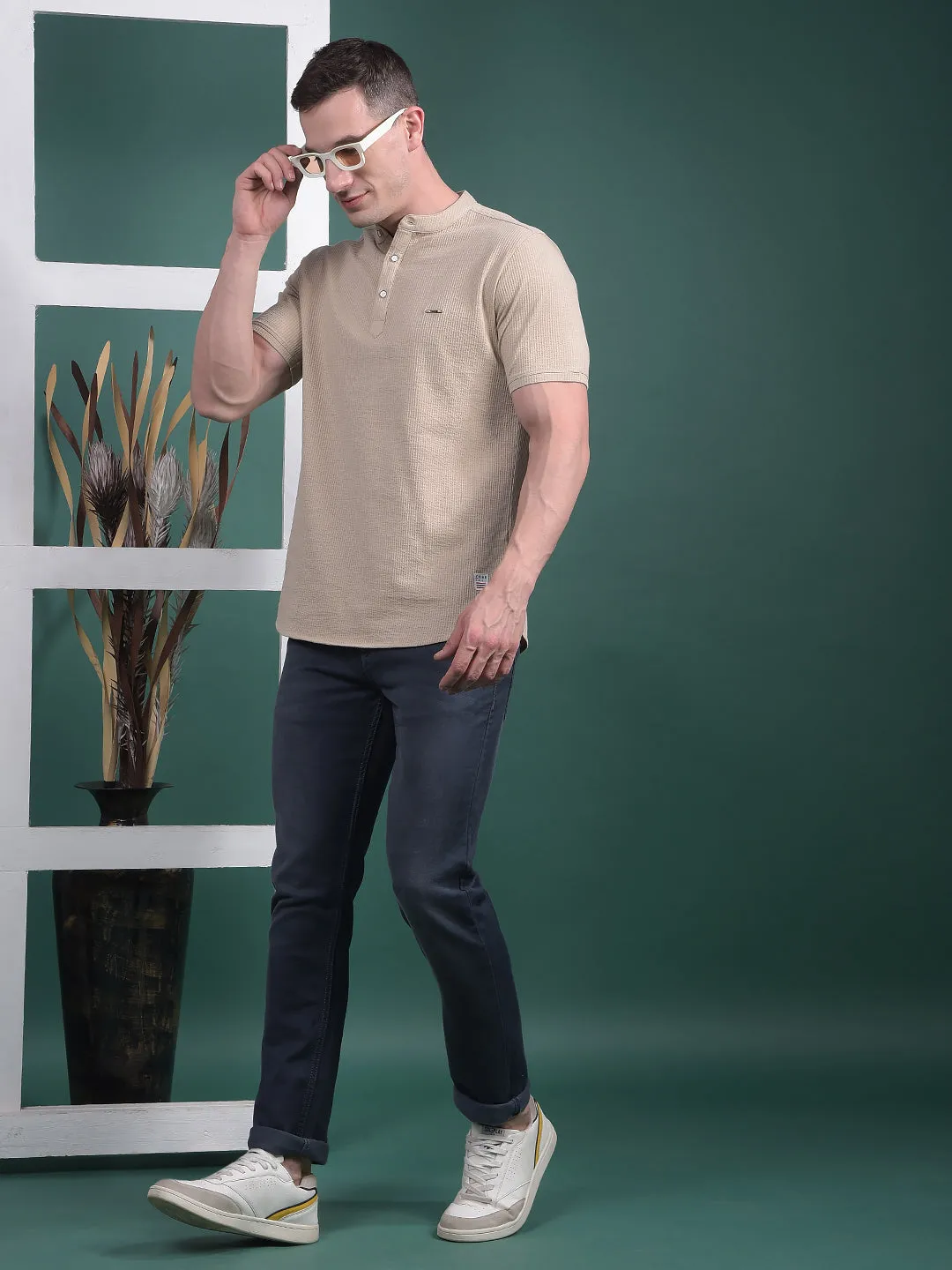 COBB SOLID CAMEL ROUND NECK T-SHIRT