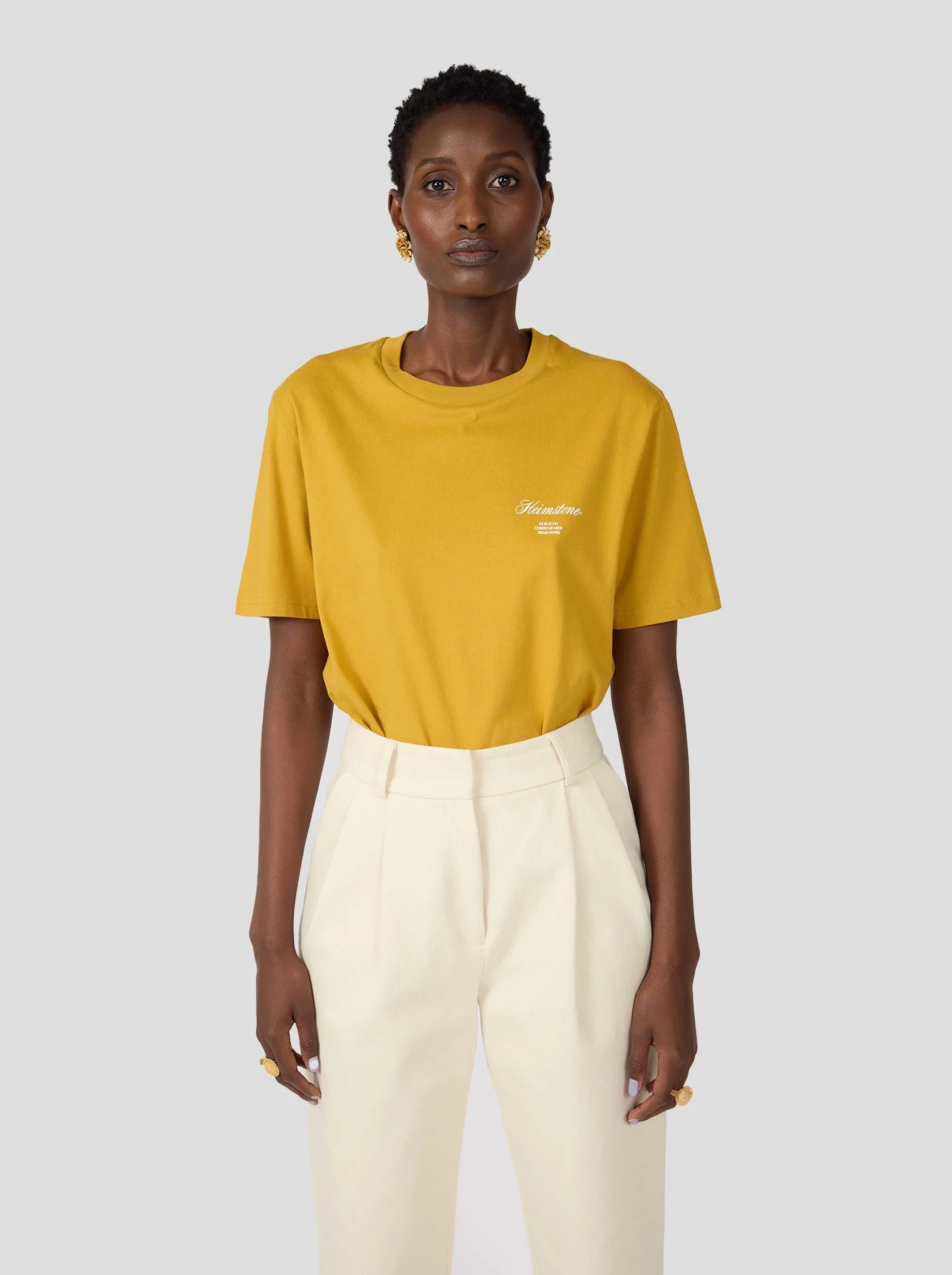 Collectible Unisex T-Shirt in Tobacco with Off-White Heimstone Logo