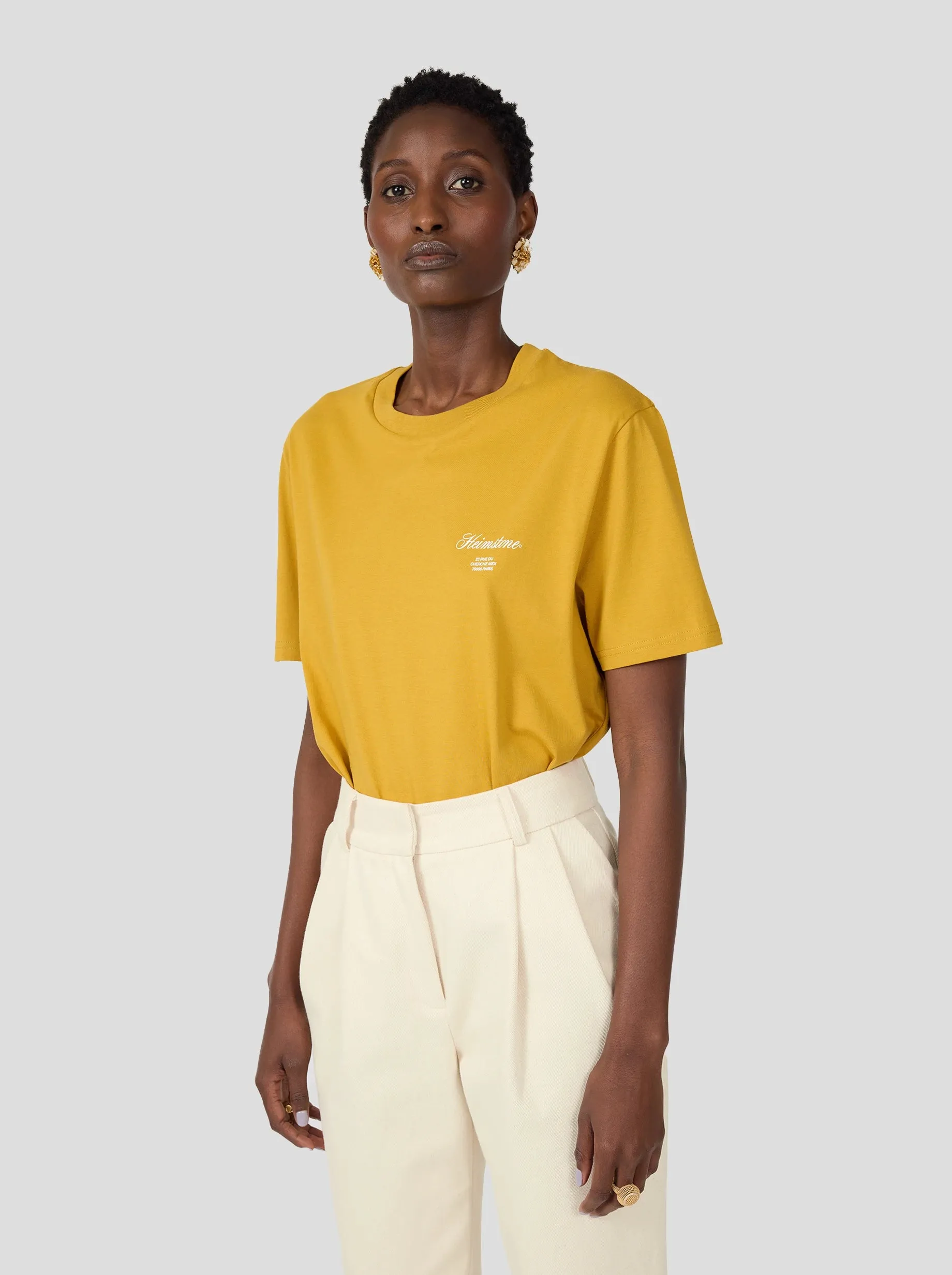 Collectible Unisex T-Shirt in Tobacco with Off-White Heimstone Logo