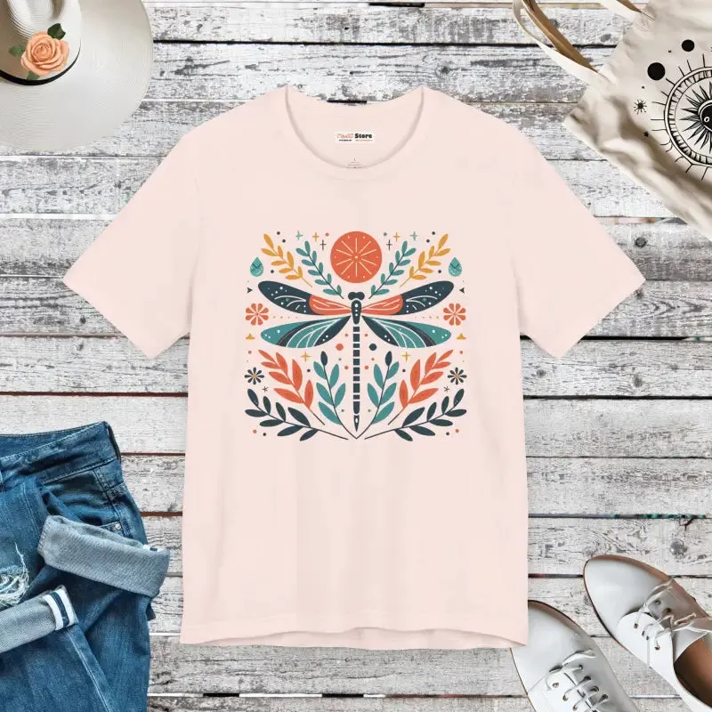 Colorful Dragonfly Dreams Tee Vibrant Short Sleeve