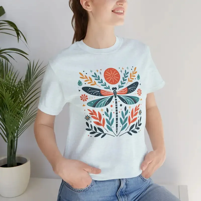 Colorful Dragonfly Dreams Tee Vibrant Short Sleeve