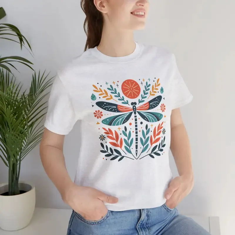 Colorful Dragonfly Dreams Tee Vibrant Short Sleeve