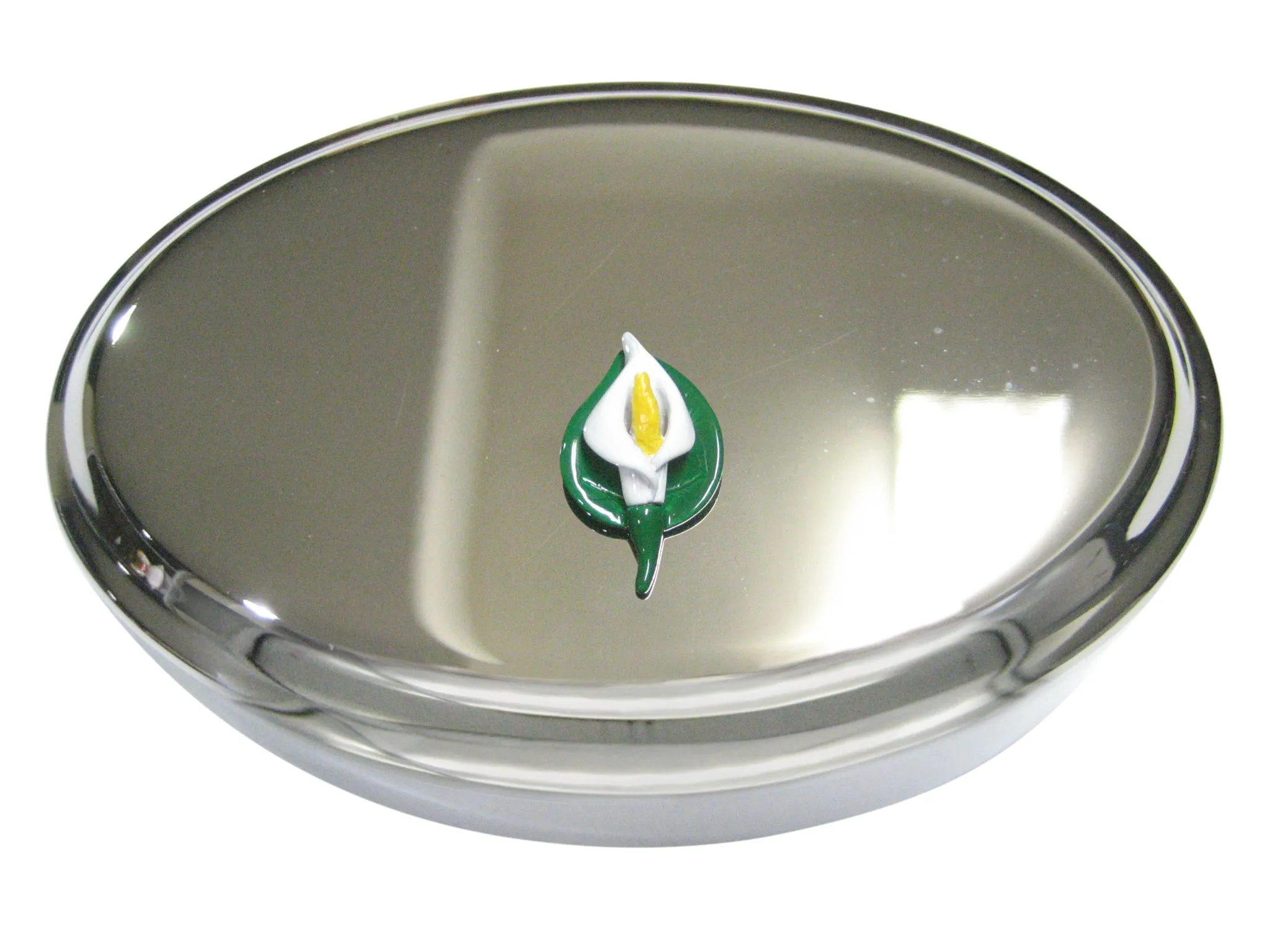 Colorful Lily Flower Oval Trinket Jewelry Box