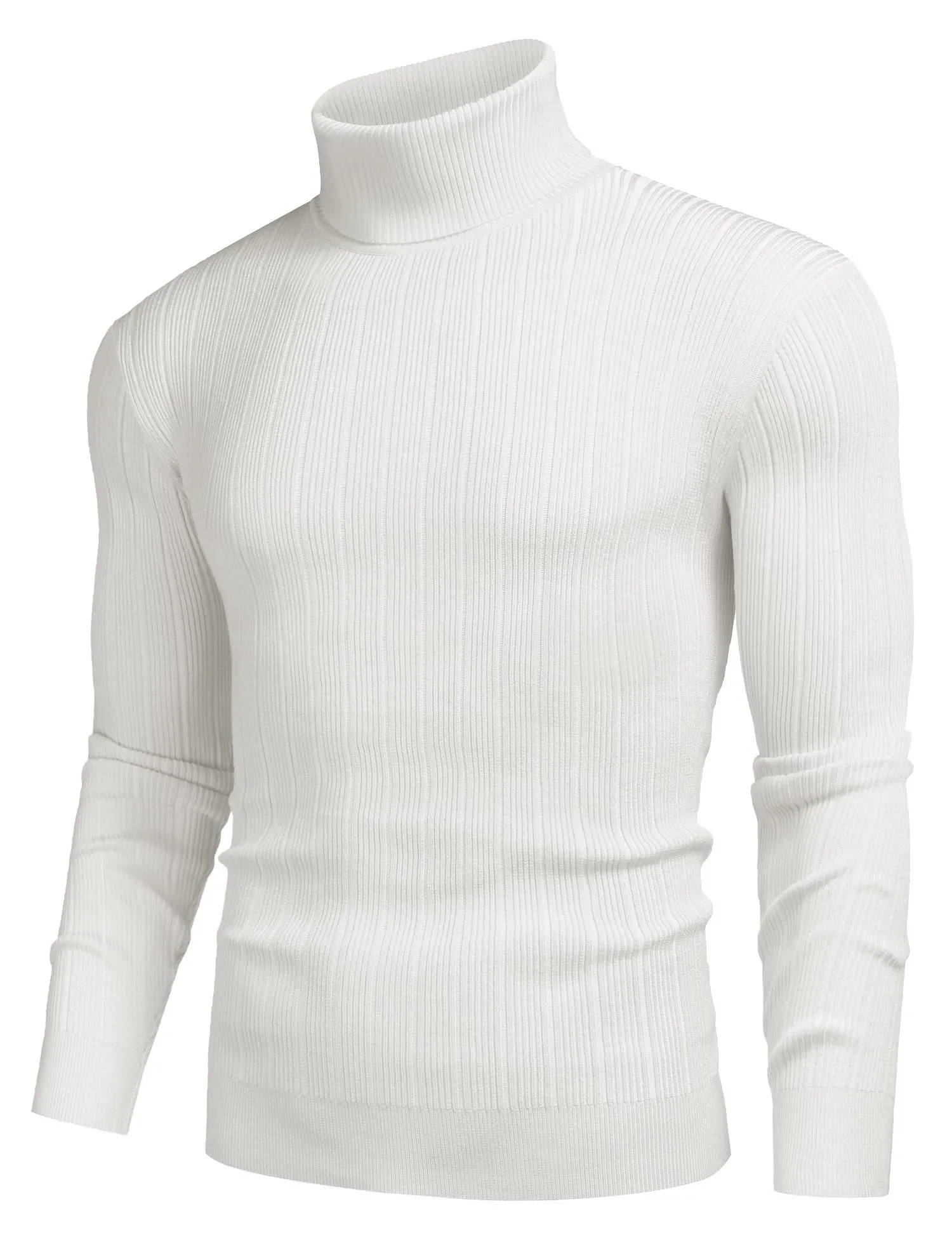 COOFANDY Men's Slim Fit Turtleneck Sweater Ribbed Knitted High Neck Pullover Sweaters