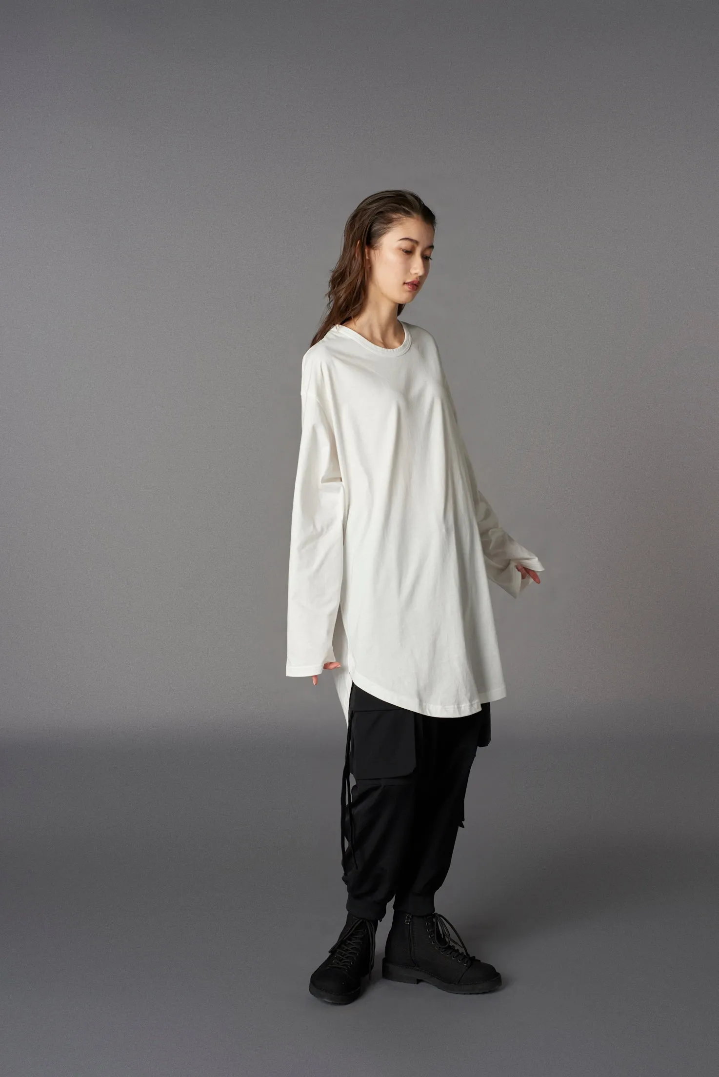 COTTON JERSEY SLASH PIPING T-SHIRT