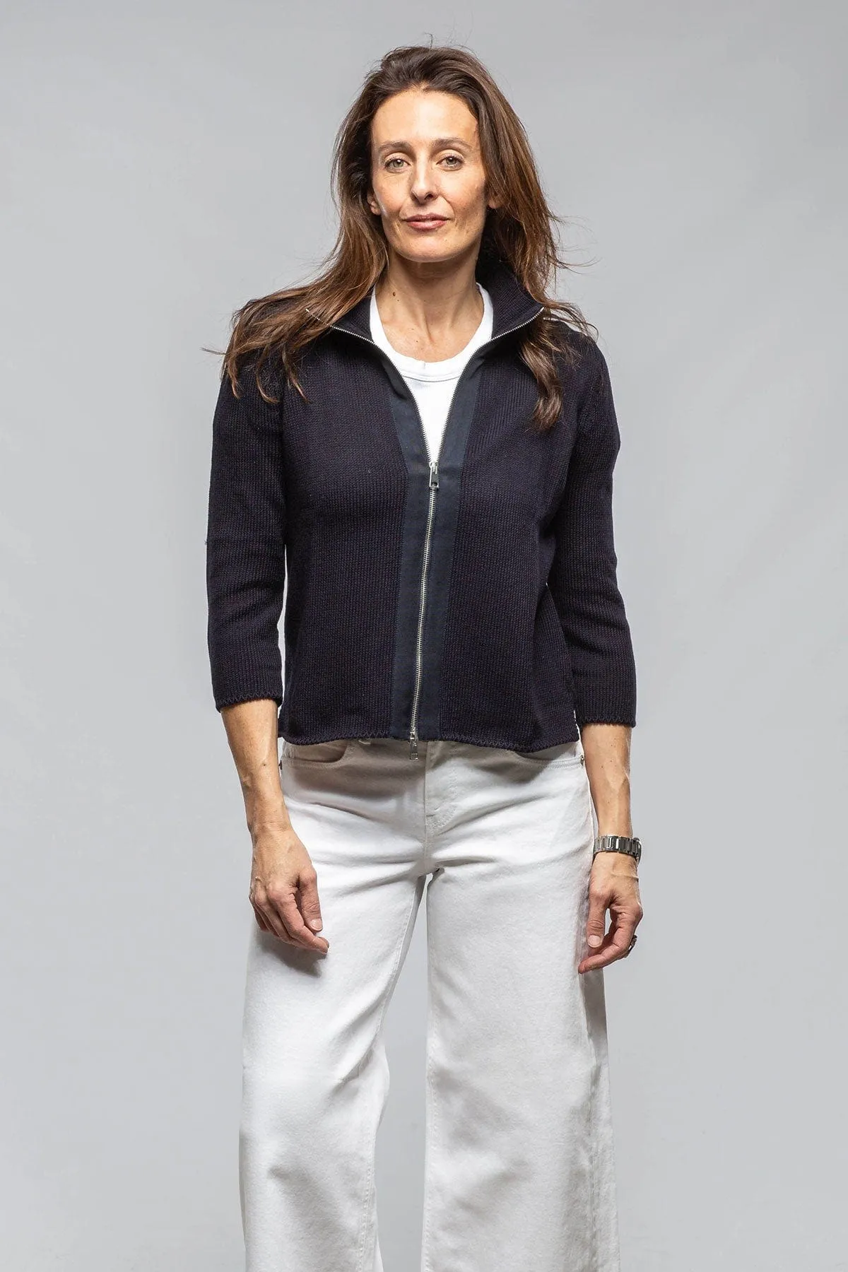 Crete Zip Sweater In Navy