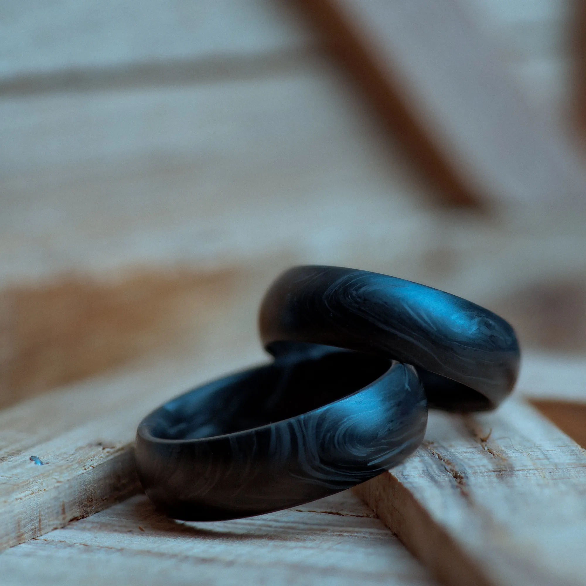 Curved Comfort Fit Forged Carbon Fiber Mens Wedding Band