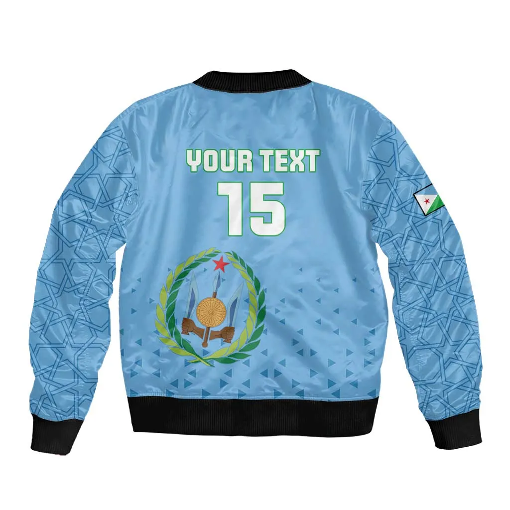 Custom Djibouti Football Sleeve Zip Bomber Jacket Go Champions LT15