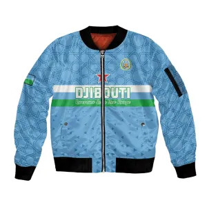 Custom Djibouti Football Sleeve Zip Bomber Jacket Go Champions LT15