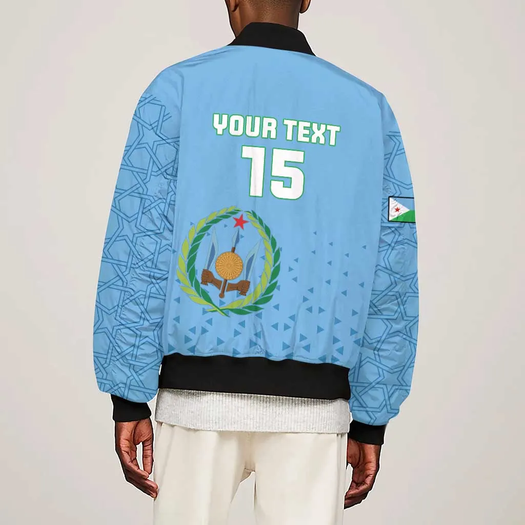 Custom Djibouti Football Sleeve Zip Bomber Jacket Go Champions LT15
