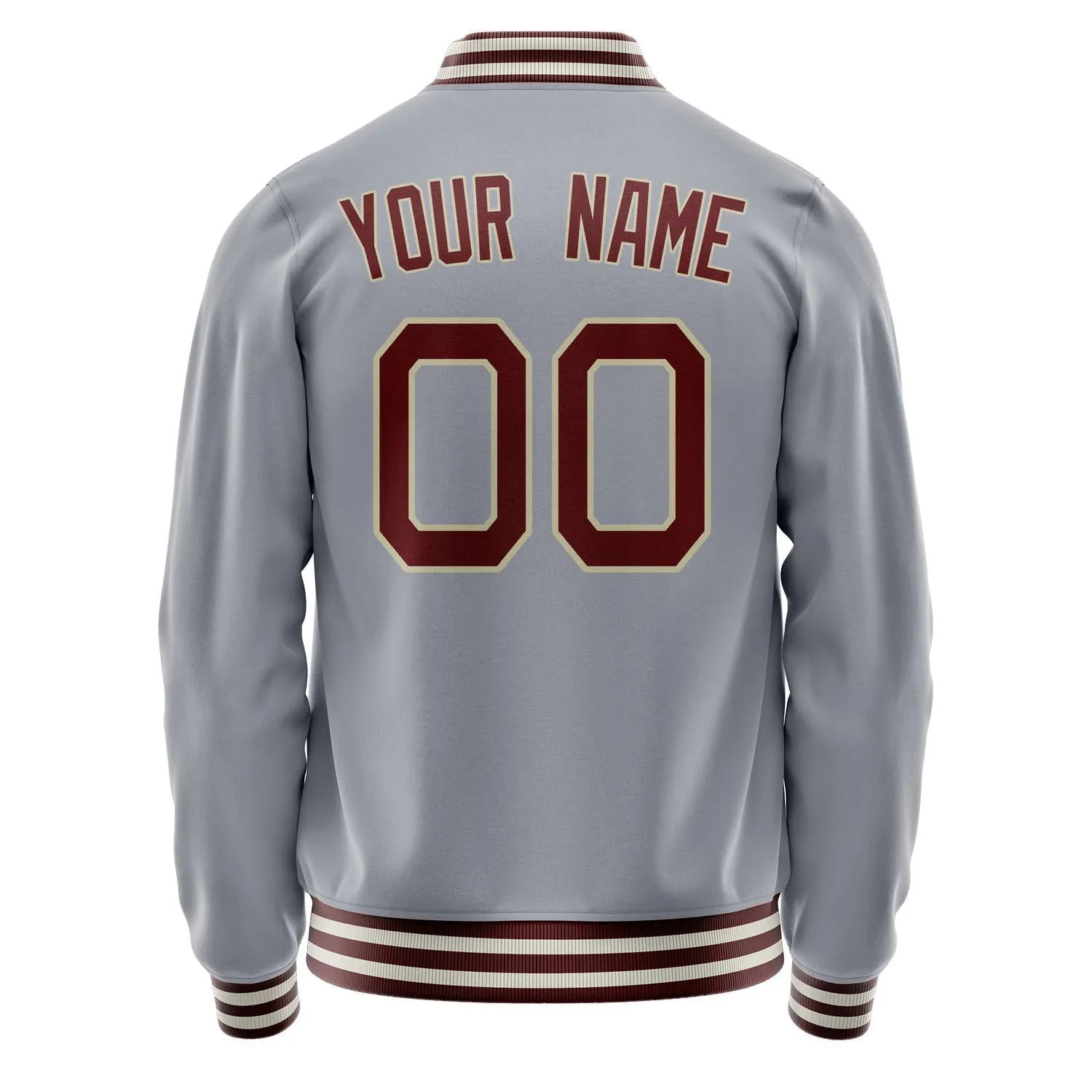 Custom Gray Texas-Orange Solid Color Varsity Letterman Jacket