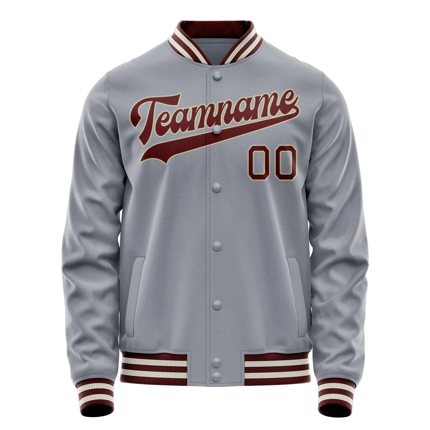 Custom Gray Texas-Orange Solid Color Varsity Letterman Jacket