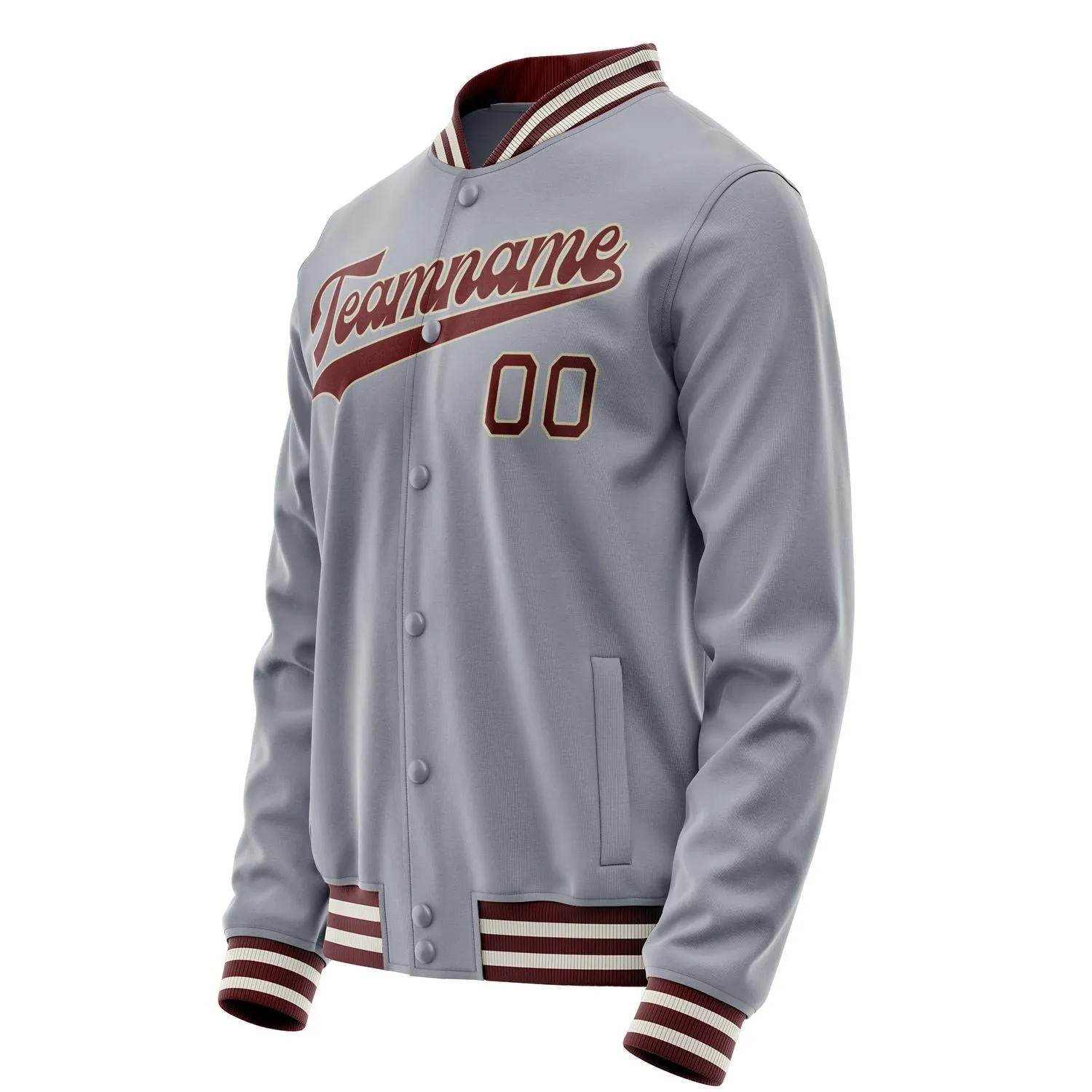 Custom Gray Texas-Orange Solid Color Varsity Letterman Jacket