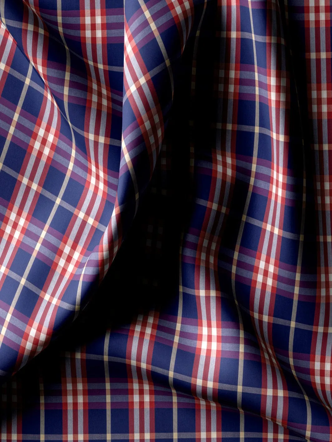 Custom Made Shirt Premium Cotton Feather Touch Classic Blue And Red Plaid - CUS-10040