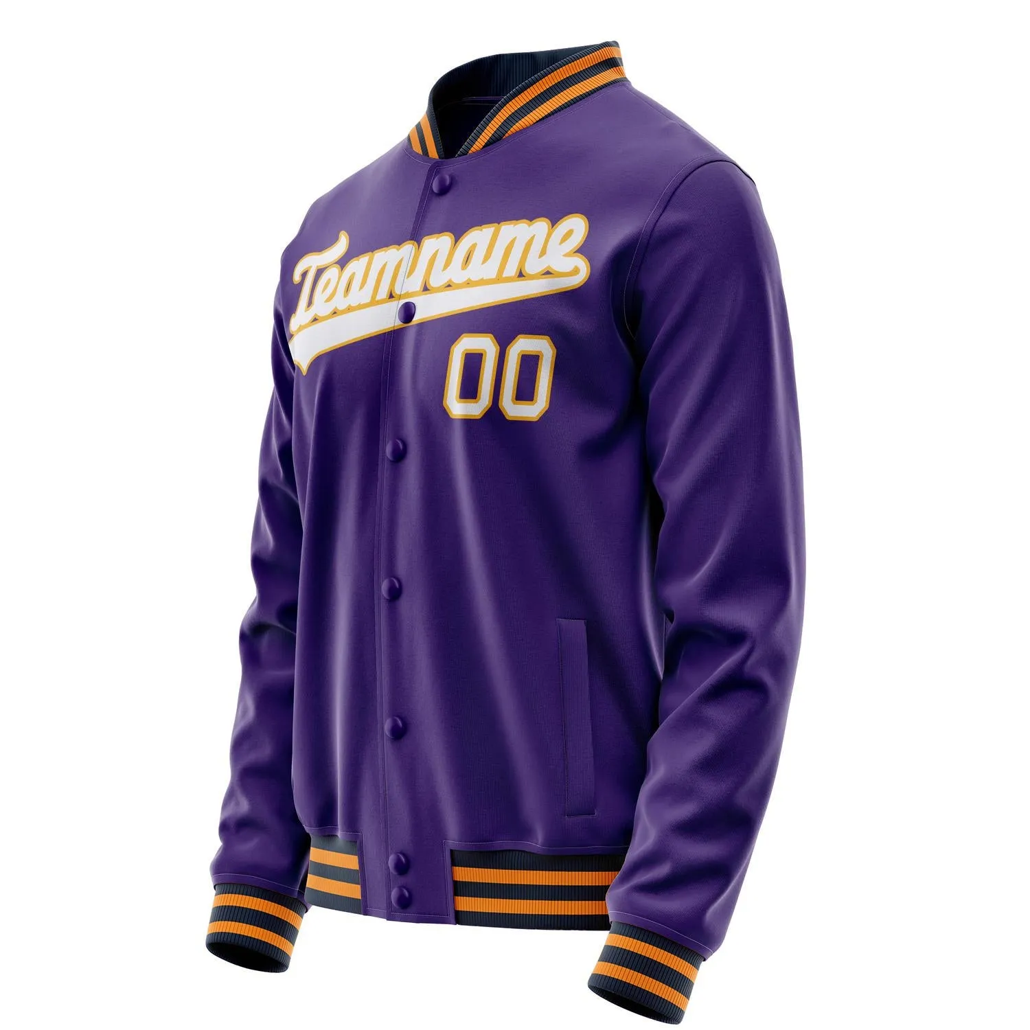 Custom Purple White Solid Color Varsity Letterman Jacket